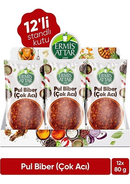Pul Biber Çok Acı 80 Gram 12'li Ermiş Attar