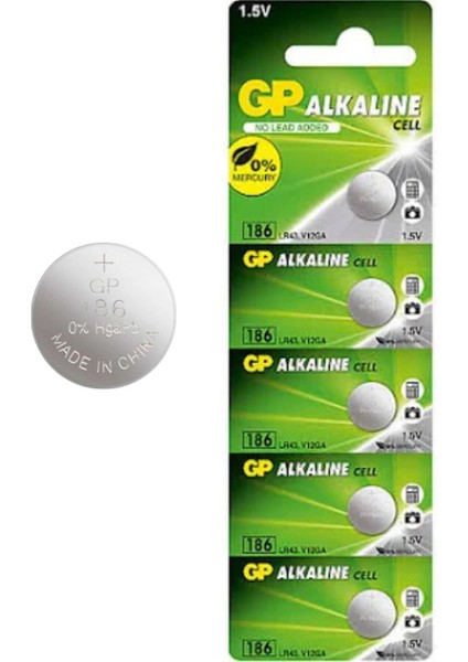 186 LR43 Alkalin 1.5V Düğme Pil 5'li Paket fiyatları