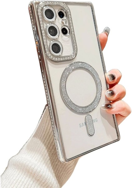 Bfs Samsung Galaxy S24 Ultra Kılıf Joke Simli Magneticsafe Kılıf - Mavi modelleri