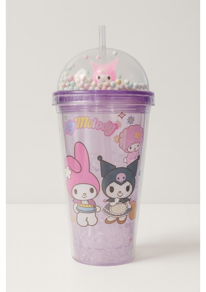 Çocuklar Için Sevimli Renkli Boncuklu Kuromi Tasarımlı Pipetli Içecek Bardağı Suluk Mor 2647 modelleri