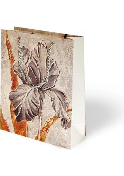 18X24 Lüks Karton Çanta Varak Baskılı -Çiçek Temalı-