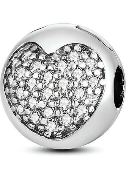 925 Ayar Gümüş Aşkın Işıltısı Kalp Klips Charm