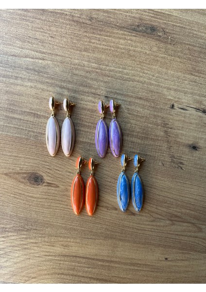 Gold Detaylı Oval Küpe- Pudra Pembe fiyatları