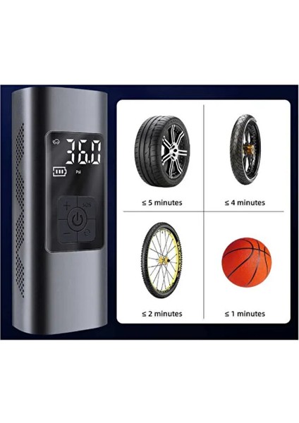 Dijital Ekran Hava Pompası Şarj Edilebilir Hava Pompası Lastik Şişirme Akülü Taşınabilir Kompresör modelleri