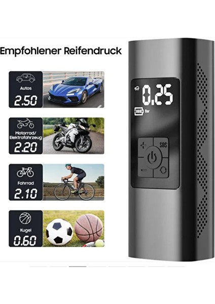 Dijital Ekran Hava Pompası Şarj Edilebilir Hava Pompası Lastik Şişirme Akülü Taşınabilir Kompresör indirimleri