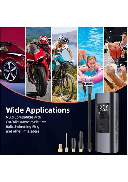 Dijital Ekran Hava Pompası Şarj Edilebilir Hava Pompası Lastik Şişirme Akülü Taşınabilir Kompresör