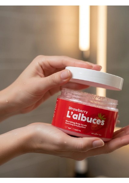 Strawberry Body Scrub 400GR – Vegan, Temiz Içerikli, Çilek Kokulu Pürüzsüz Cilt Bakımı fırsatları