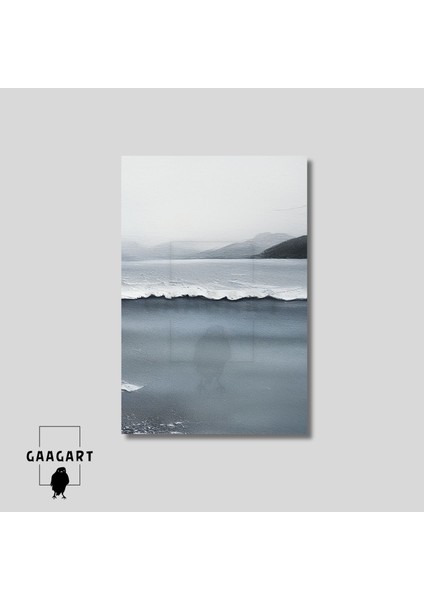 3\'lü Kanvas Tablo Seti Yağlı Boya Görünümlü Gri Siyah Beyaz Deniz Manzarası modelleri