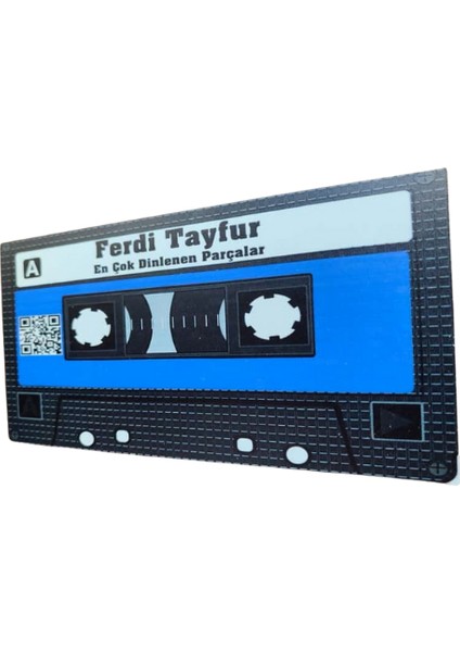 Ferditayfur En Çok Dinlenen Parçalar Yazılı Qr Kodlu Teyp Kaset Tasarımlı Ahşap Duvar Süsü fırsatları