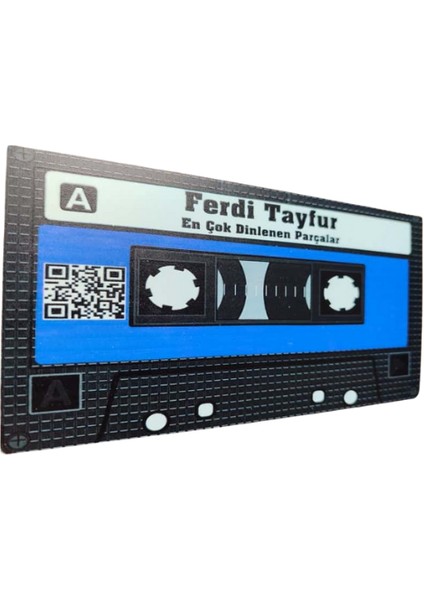 Ferditayfur En Çok Dinlenen Parçalar Yazılı Qr Kodlu Teyp Kaset Tasarımlı Ahşap Duvar Süsü indirimleri
