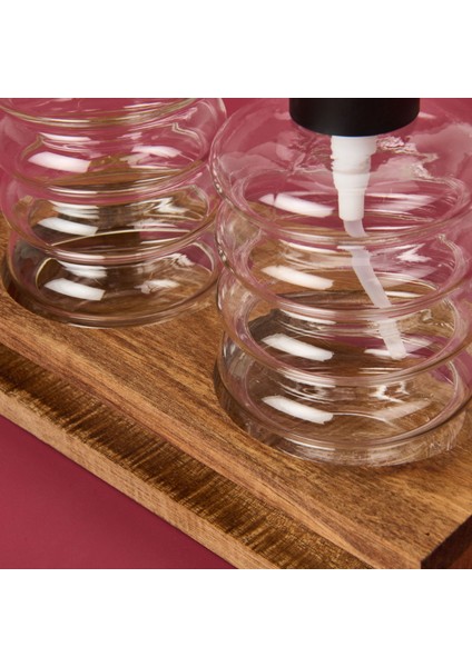 Cam 2'li Halka Sıvı Sabunluk Seti - Şeffaf / Gri / Kahverengi modelleri