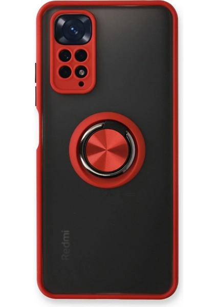 Bfs Xiaomi Redmi Note 11 Kılıf Montreal Yüzüklü Silikon Kapak - Kırmızı