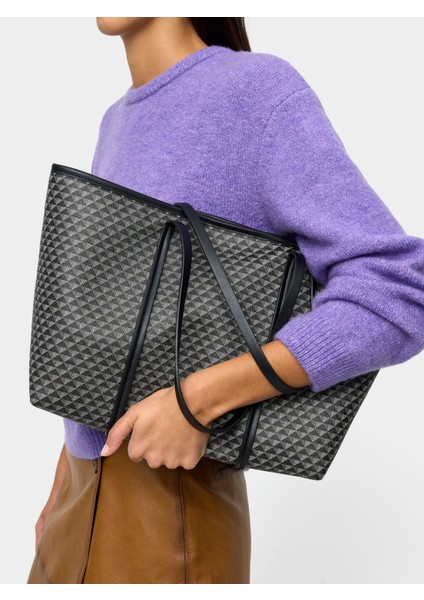 Içi Çıkabilir Baskılı Shopper Omuz Çantası