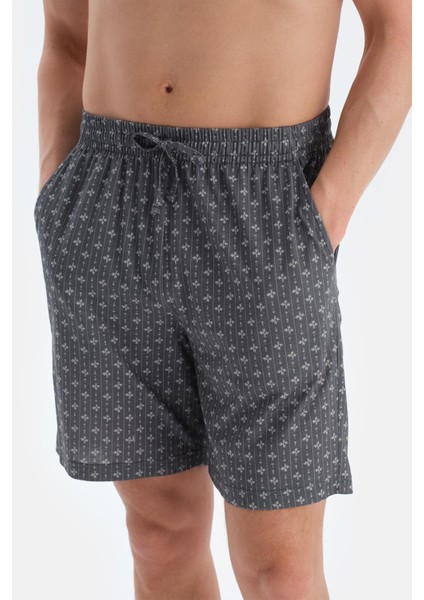 Indigo Baskı Detaylı Kısa Kollu Tişört Şort Pijama Takımı