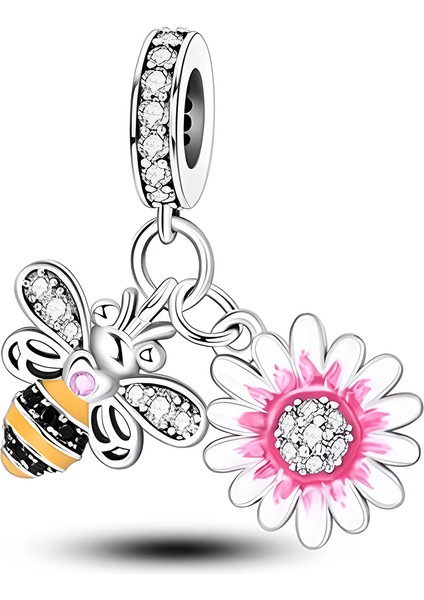 925 Ayar Gümüş Çiçek Balı Charm