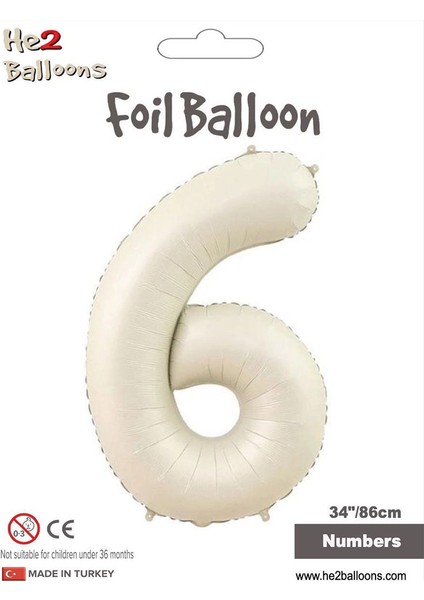6 Rakam Krem Folyo Balon 34"