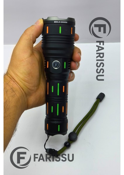 OR-G66Y 100W Profesyonel Şarjlı Fener: 5000 Lümen, 1.5 Km Zoomlu Menzil ve Powerbank Özelliği modelleri