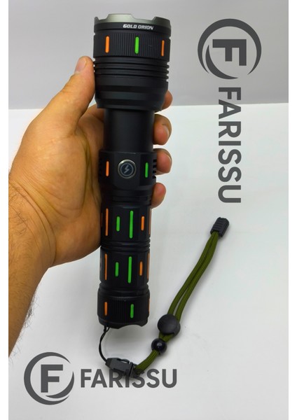 OR-G66Y 100W Profesyonel Şarjlı Fener: 5000 Lümen, 1.5 Km Zoomlu Menzil ve Powerbank Özelliği fırsatları