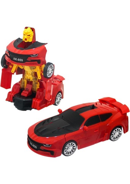 Kutulu Pilli Robot Olan Araba 16 cm Dönüşebilen Işıklı ve Sesli Oyuncak