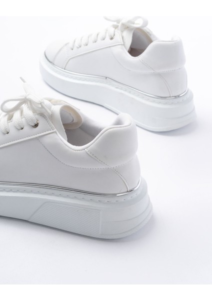 RS-2435 Beyaz Gümüş Bağcıklı Dikişli Günlük Spor Ayakkabı indirimleri