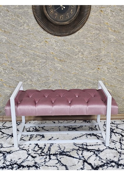 Beyaz Boyalı Metal 80 cm Puf Bench - Antre Puf - Hol Bench - Puf - Oturak - Bench Pembe Renk 90 x 45 Boyut/ebat fiyatları