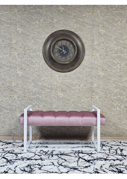 Beyaz Boyalı Metal 80 cm Puf Bench - Antre Puf - Hol Bench - Puf - Oturak - Bench Pembe Renk 90 x 45 Boyut/ebat modelleri