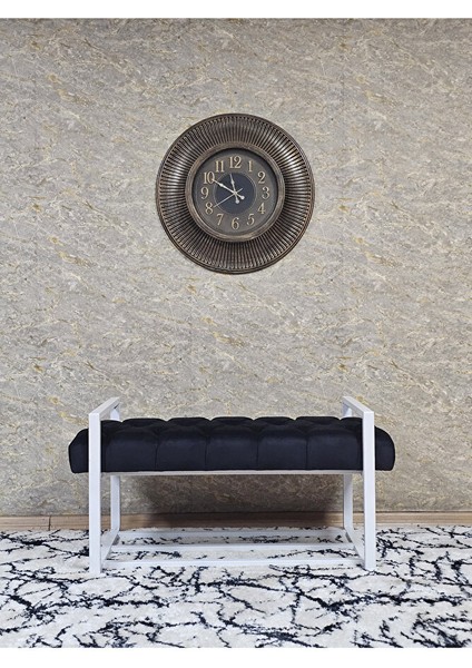 Beyaz Boyalı Metal 80 cm Puf Bench - Antre Puf - Hol Bench - Puf - Oturak - Bench Siyah Renk 90 x 45 Boyut/ebat modelleri