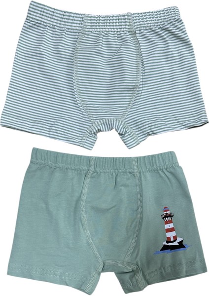 Mint Pamuklu Erkek Çocuk 2'li Boxer Seti