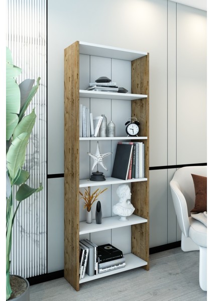 Dekoratif 5 Raflı Modern Kitaplık | Mutfak Dolabı | Çok Amaçlı Kitaplık | Salon Ofis Raflı Dolap fiyatları