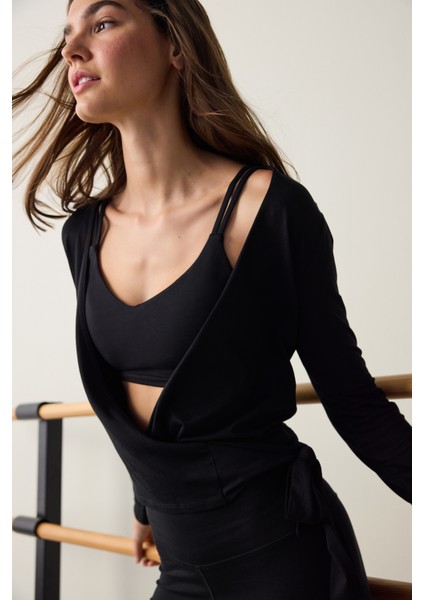 Siyah Wrap Bağlamalı Üst fiyatları
