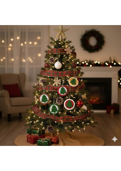 El Yapımı Yılbaşı Ağacı Süsü, Çam Ağacı Süsü, Noel Ağacı Süsü, 5'li Keçe Çam fiyatları
