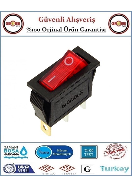 Tekli Aç Kapa Işıklı Anahtar - Kırmızı