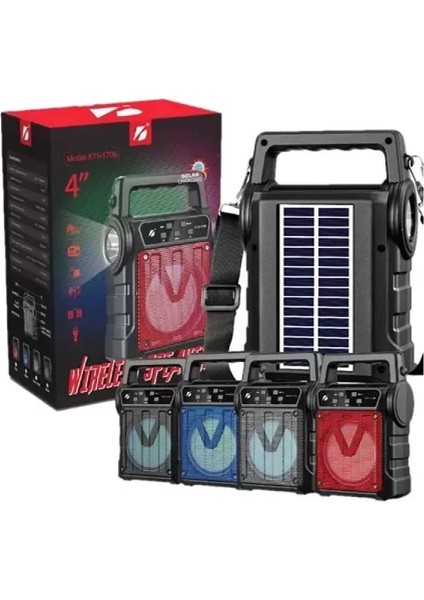 KTS-1706 Taşınabilir Güneş Enerjili Fenerli Bluetooth Hoparlör (4915)