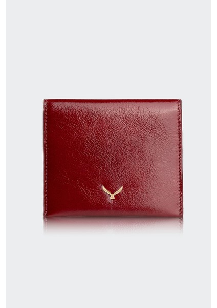 Hakiki Deri, El Yapımı, Kadın Kartlık, 4 Kart Yuvalı, 5501 Koyu Kırmızı