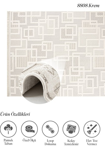 Boca J. 8009 Soft Geometrik Özel Ölçü Bukle Yumuşacık Salon Antre Mutfak Halı Yolluk modelleri