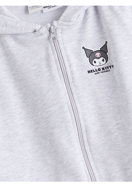 Yeni Sezon Kapüşonlu Hello Kitty Baskılı Kız Çocuk Fermuarlı Sweatshirt modelleri