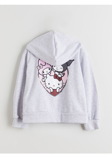 Yeni Sezon Kapüşonlu Hello Kitty Baskılı Kız Çocuk Fermuarlı Sweatshirt fırsatları