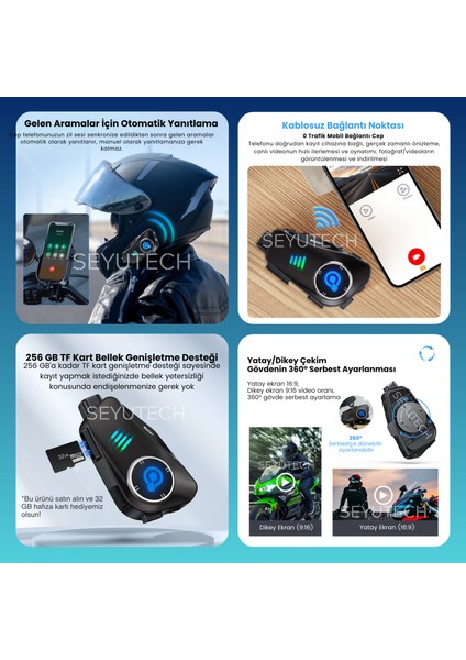 Syq-28 Kameralı Bluetoothlu Motosiklet Kask Kulaklık Intercom Rgb Işıklı Motorsiklet Interkom modelleri