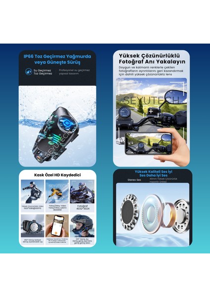 Syq-28 Kameralı Bluetoothlu Motosiklet Kask Kulaklık Intercom Rgb Işıklı Motorsiklet Interkom fırsatları