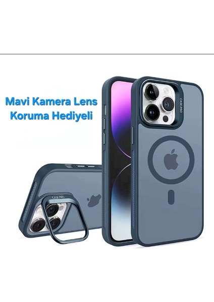 Apple iPhone 14 Pro Max Kamera Lens Koruma Hediyeli Magsafe Özellikli Standlı Premium Lüks Kılıf