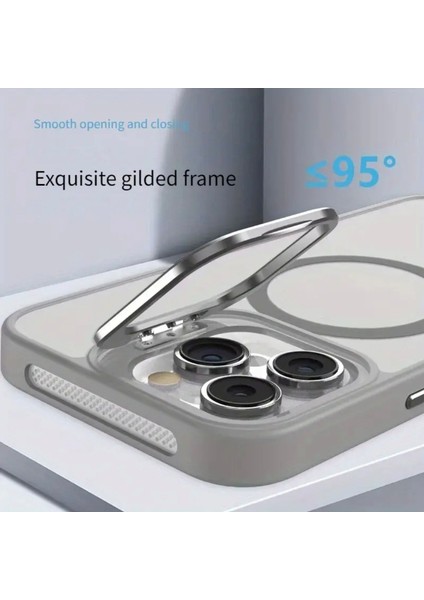 Apple iPhone 14 Pro Max Kamera Lens Koruma Hediyeli Magsafe Özellikli Standlı Premium Lüks Kılıf