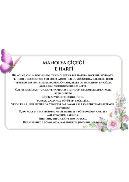 Manolya Çiçeği E Harfi Rose Renk Kadın Gümüş Kolye 925 Ayar Özel Hediye Paketi Gönderimi modelleri