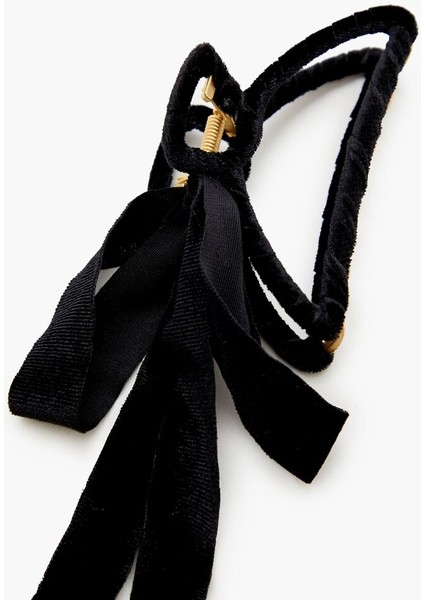 Kadife Fiyonklu Saç Tokası