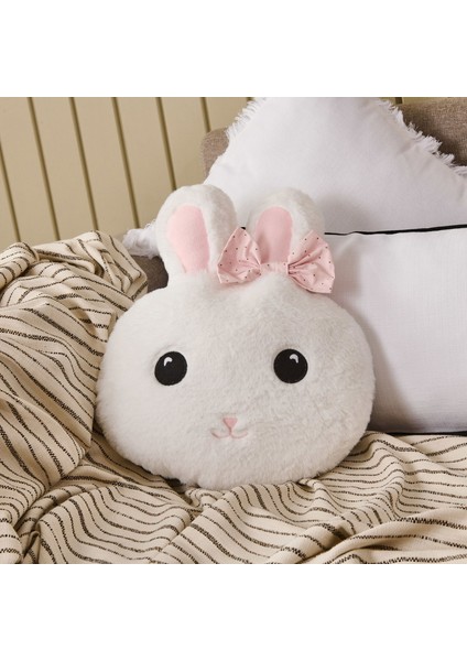 Dreamy Mutlu Tavşan Figürlü Yastık - Beyaz - 35X45 cm