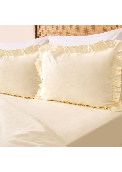 Soft Boho Fırfırlı Çift Kişilik Nevresim Takımı - Bej fiyatları