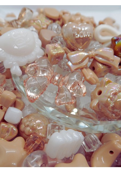 Krem Karamel Jelly Charm Boncuk Karışık 30 Adet Figür Boncuk Kahve Rengi Figürlü Boncuk fiyatları