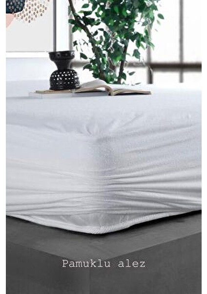 Pamuklu Fitted Full Kenar Su Sıvı Geçirmez Yatak Koruyucu Alez Çarşaf Beyaz