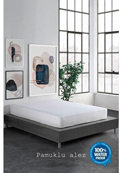 Pamuklu Fitted Full Kenar Su Sıvı Geçirmez Yatak Koruyucu Alez Çarşaf Beyaz fiyatları