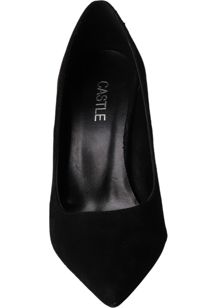 Castle - Siyah Süet Kadın Topuklu Ayakkabı 25-10025