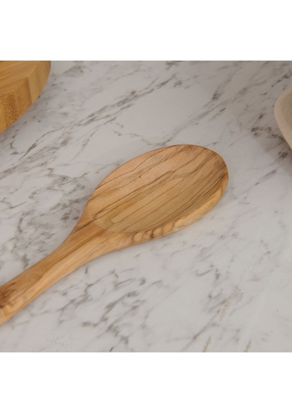 Zeytin Ağacı Geniş Servis Kaşığı - Açık Kahverengi - 30 cm fiyatları